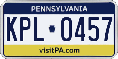 PA license plate KPL0457