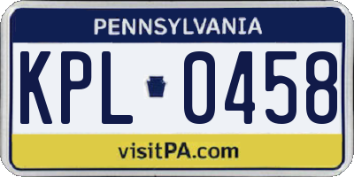 PA license plate KPL0458