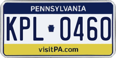 PA license plate KPL0460
