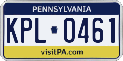 PA license plate KPL0461