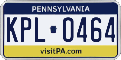 PA license plate KPL0464
