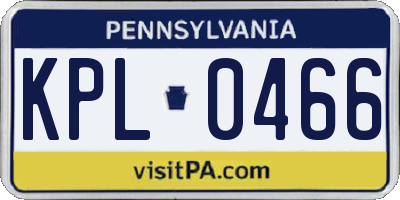 PA license plate KPL0466