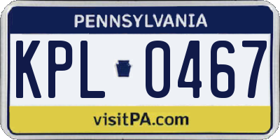 PA license plate KPL0467