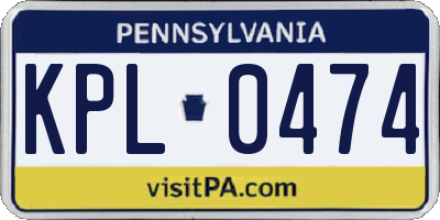 PA license plate KPL0474