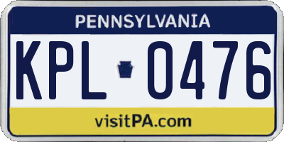 PA license plate KPL0476