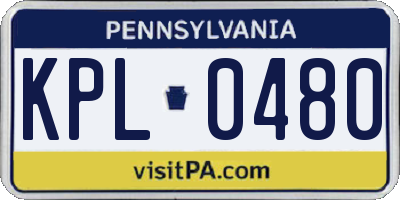 PA license plate KPL0480