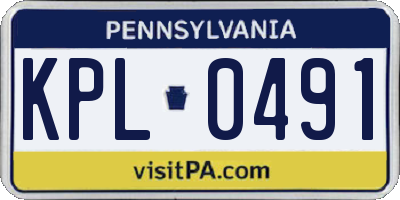 PA license plate KPL0491