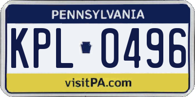 PA license plate KPL0496