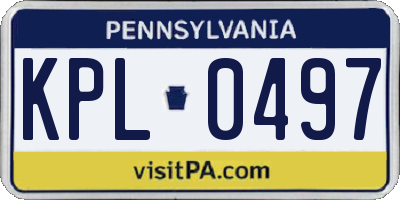 PA license plate KPL0497