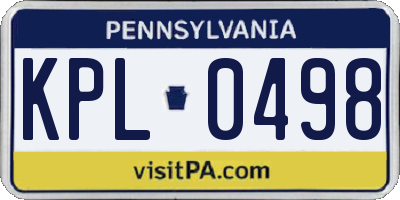 PA license plate KPL0498
