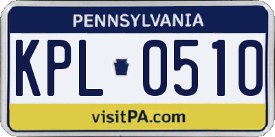 PA license plate KPL0510