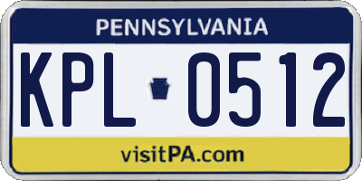 PA license plate KPL0512