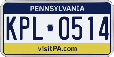 PA license plate KPL0514