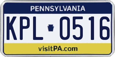 PA license plate KPL0516