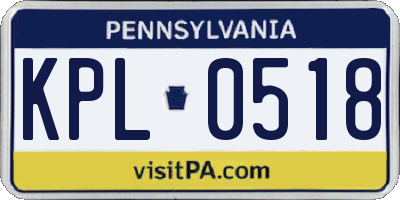 PA license plate KPL0518