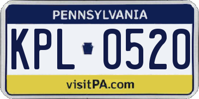 PA license plate KPL0520