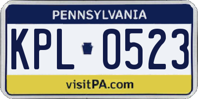 PA license plate KPL0523