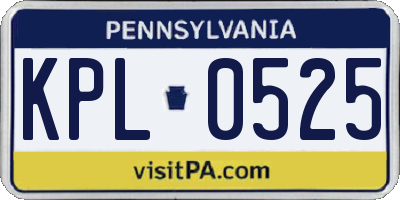 PA license plate KPL0525