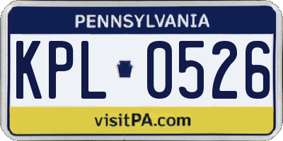 PA license plate KPL0526