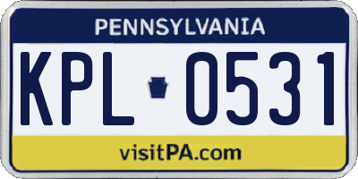 PA license plate KPL0531