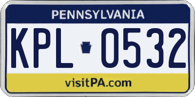 PA license plate KPL0532