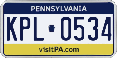 PA license plate KPL0534