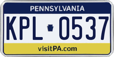 PA license plate KPL0537