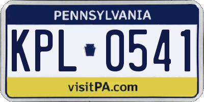 PA license plate KPL0541