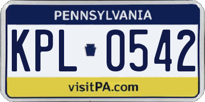 PA license plate KPL0542