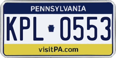 PA license plate KPL0553