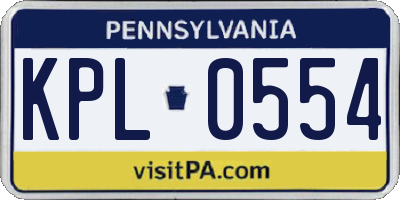 PA license plate KPL0554