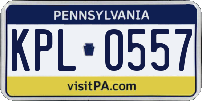PA license plate KPL0557