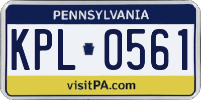 PA license plate KPL0561