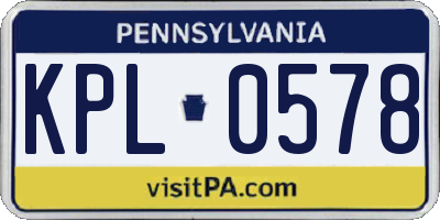 PA license plate KPL0578