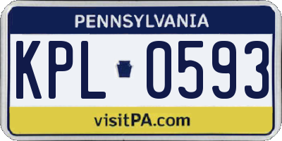 PA license plate KPL0593