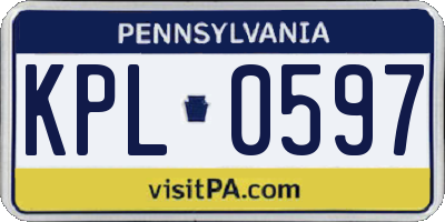 PA license plate KPL0597