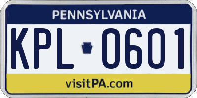 PA license plate KPL0601