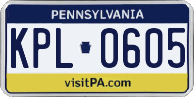 PA license plate KPL0605