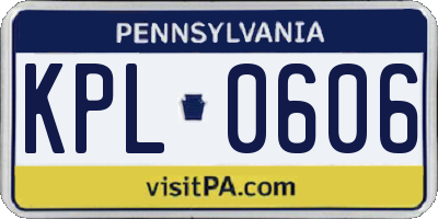 PA license plate KPL0606