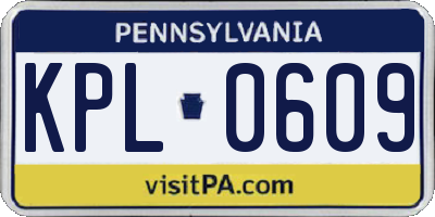 PA license plate KPL0609