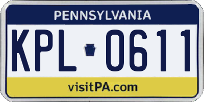 PA license plate KPL0611