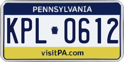 PA license plate KPL0612