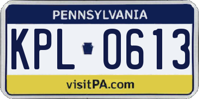PA license plate KPL0613