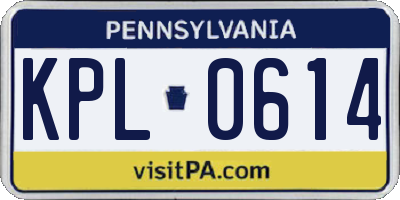 PA license plate KPL0614