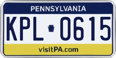 PA license plate KPL0615