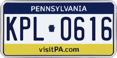 PA license plate KPL0616