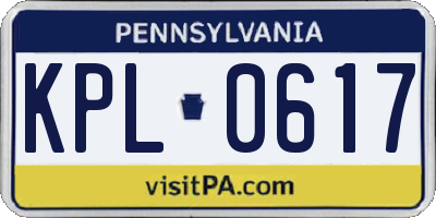 PA license plate KPL0617