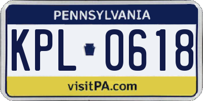 PA license plate KPL0618