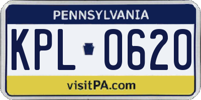 PA license plate KPL0620