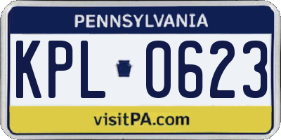 PA license plate KPL0623